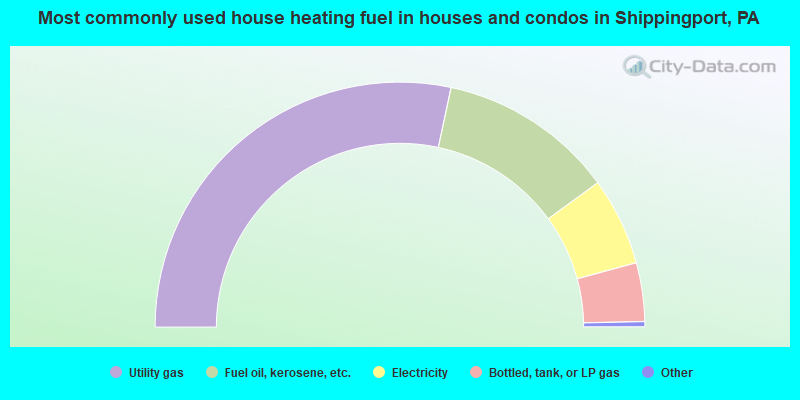 Most commonly used house heating fuel in houses and condos in Shippingport, PA