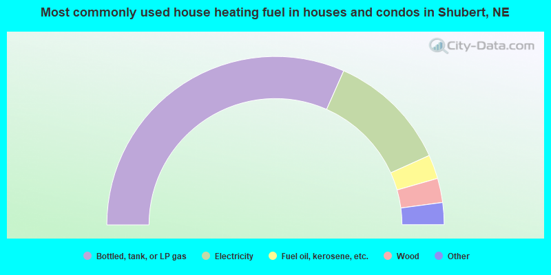 Most commonly used house heating fuel in houses and condos in Shubert, NE