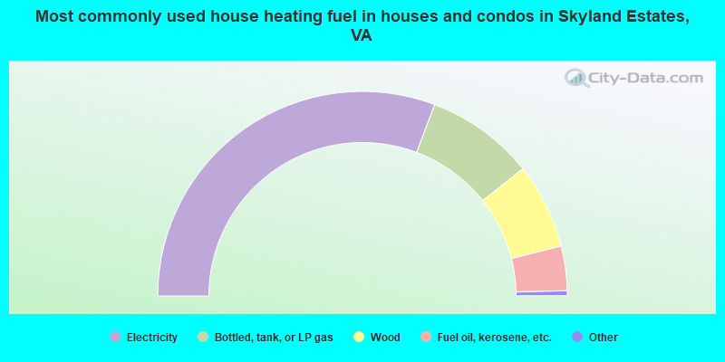 Most commonly used house heating fuel in houses and condos in Skyland Estates, VA
