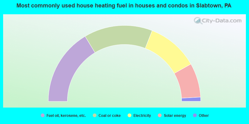 Most commonly used house heating fuel in houses and condos in Slabtown, PA