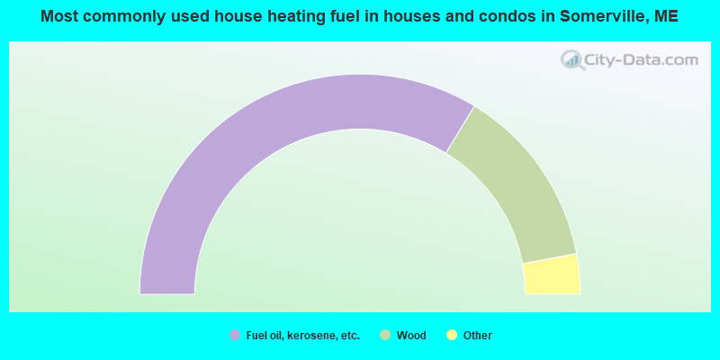 Most commonly used house heating fuel in houses and condos in Somerville, ME