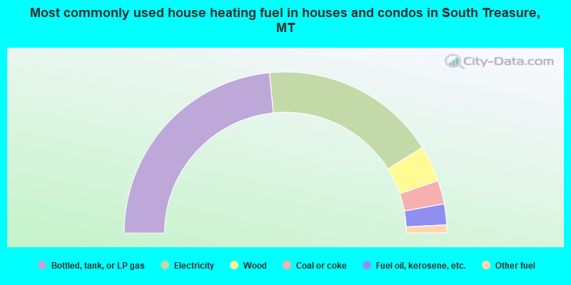 Most commonly used house heating fuel in houses and condos in South Treasure, MT
