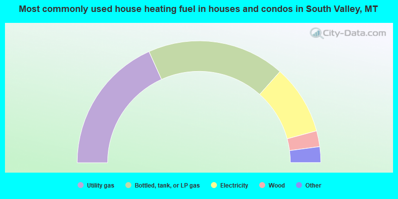 Most commonly used house heating fuel in houses and condos in South Valley, MT