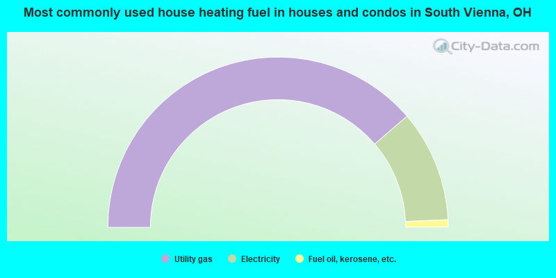 Most commonly used house heating fuel in houses and condos in South Vienna, OH