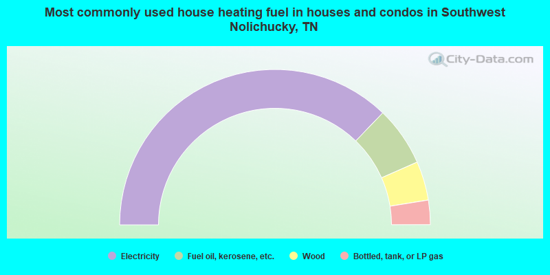 Most commonly used house heating fuel in houses and condos in Southwest Nolichucky, TN