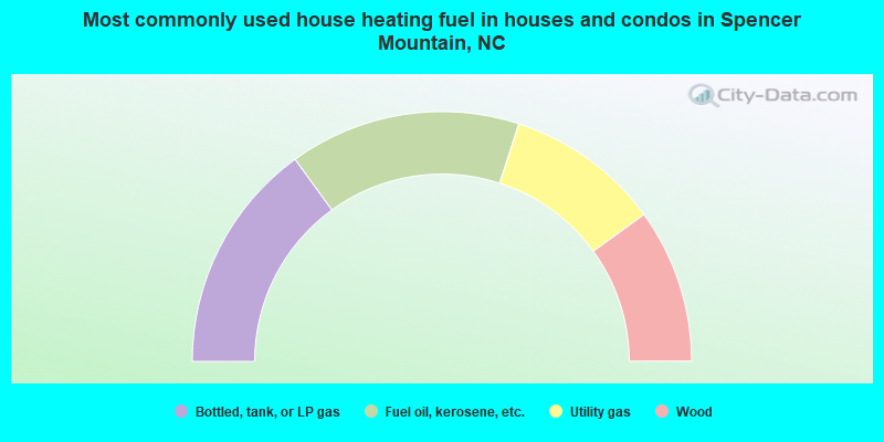 Most commonly used house heating fuel in houses and condos in Spencer Mountain, NC
