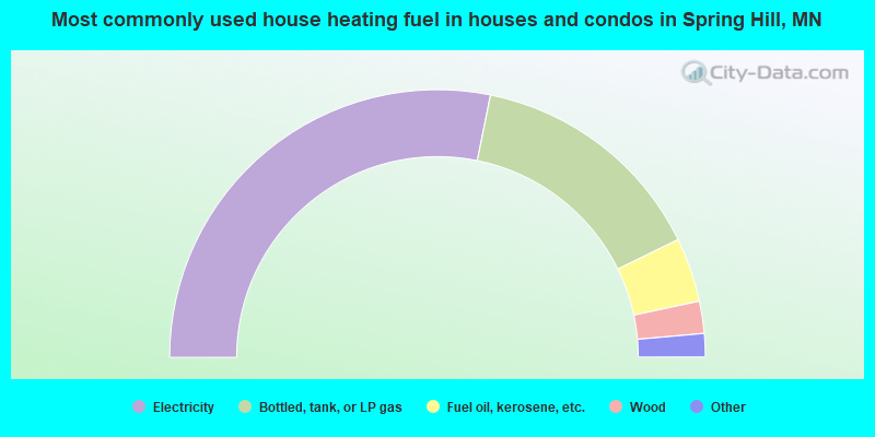 Most commonly used house heating fuel in houses and condos in Spring Hill, MN