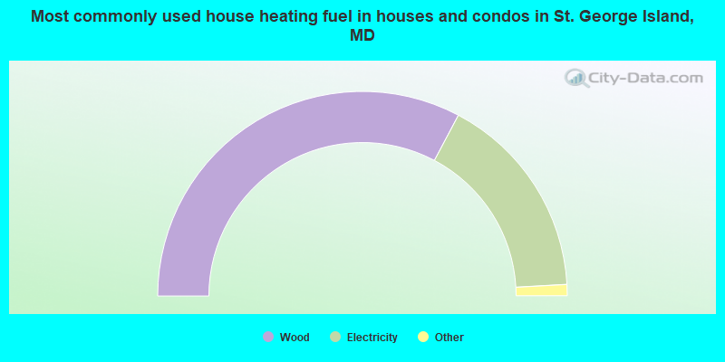 Most commonly used house heating fuel in houses and condos in St. George Island, MD