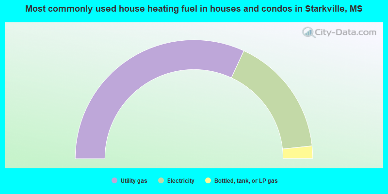 Most commonly used house heating fuel in houses and condos in Starkville, MS