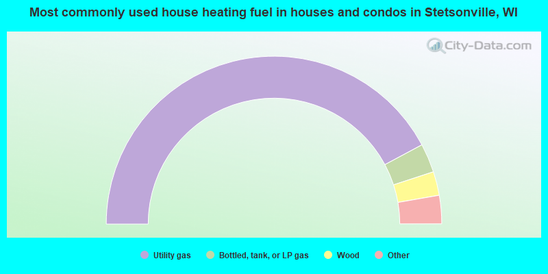 Most commonly used house heating fuel in houses and condos in Stetsonville, WI