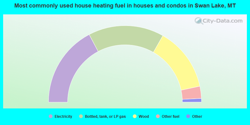 Most commonly used house heating fuel in houses and condos in Swan Lake, MT
