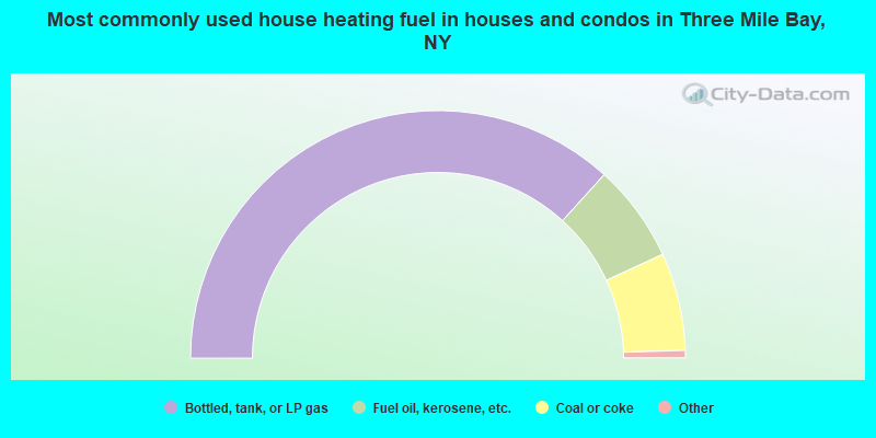 Most commonly used house heating fuel in houses and condos in Three Mile Bay, NY