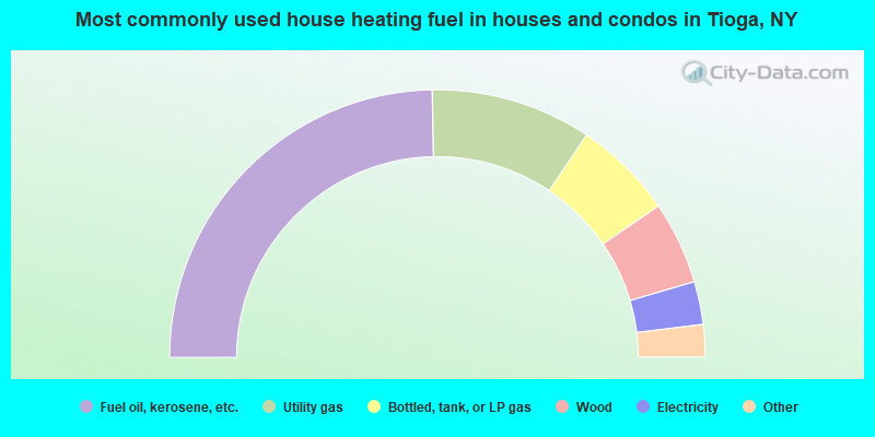 Most commonly used house heating fuel in houses and condos in Tioga, NY