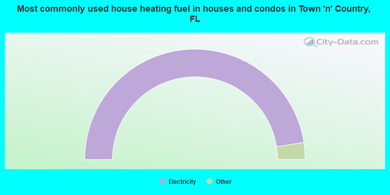 Most commonly used house heating fuel in houses and condos in Town 'n' Country, FL