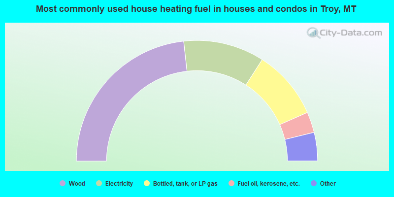 Most commonly used house heating fuel in houses and condos in Troy, MT