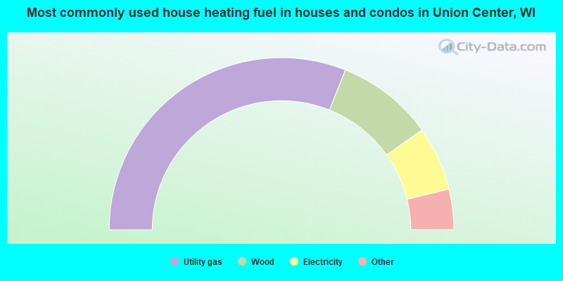 Most commonly used house heating fuel in houses and condos in Union Center, WI