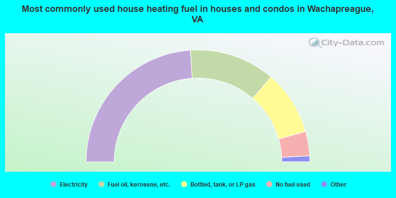 Most commonly used house heating fuel in houses and condos in Wachapreague, VA