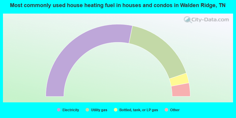 Most commonly used house heating fuel in houses and condos in Walden Ridge, TN