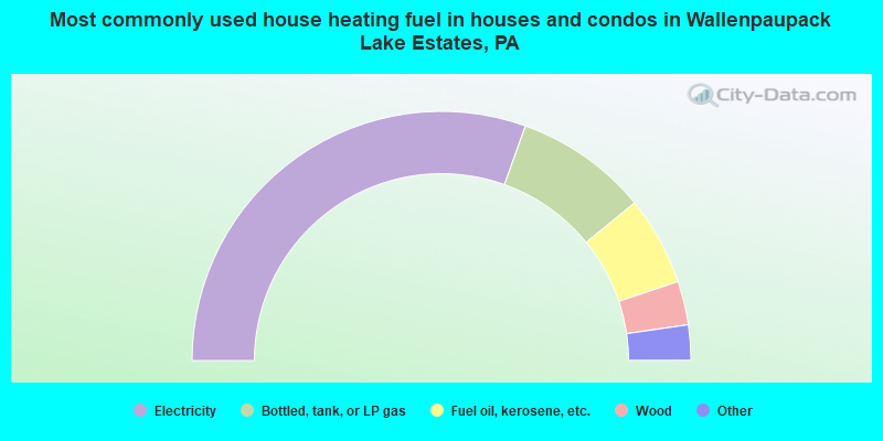 Most commonly used house heating fuel in houses and condos in Wallenpaupack Lake Estates, PA