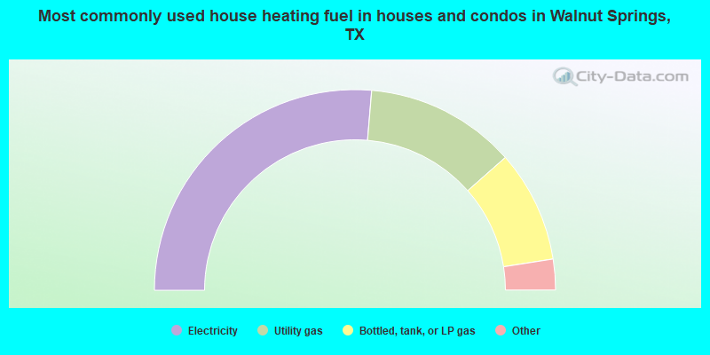 Most commonly used house heating fuel in houses and condos in Walnut Springs, TX