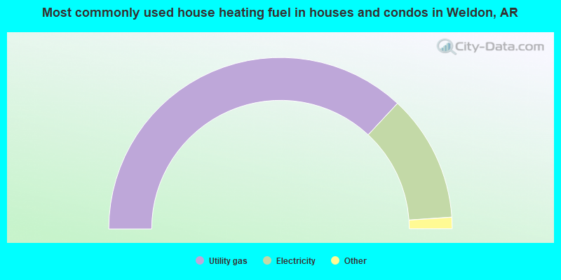 Most commonly used house heating fuel in houses and condos in Weldon, AR