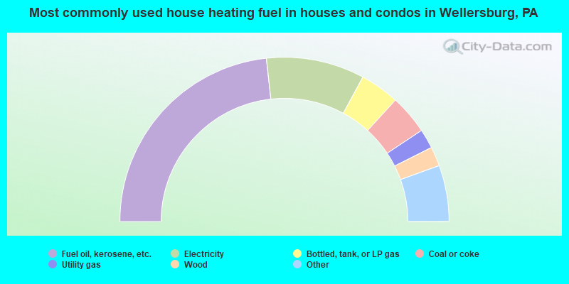 Most commonly used house heating fuel in houses and condos in Wellersburg, PA