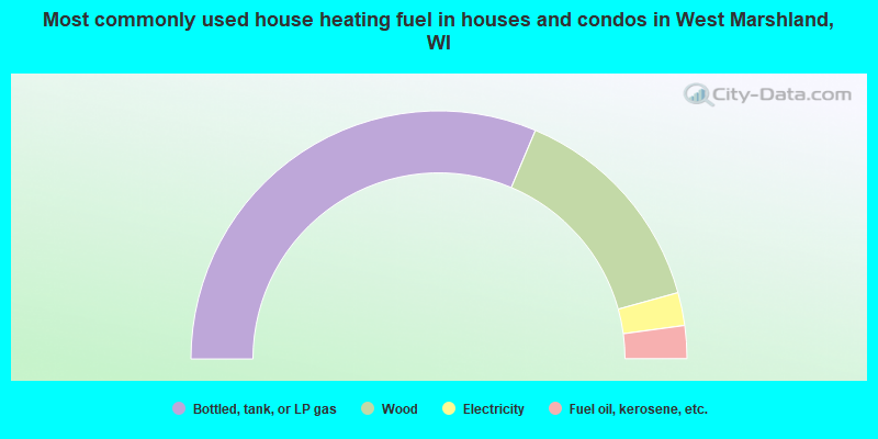 Most commonly used house heating fuel in houses and condos in West Marshland, WI