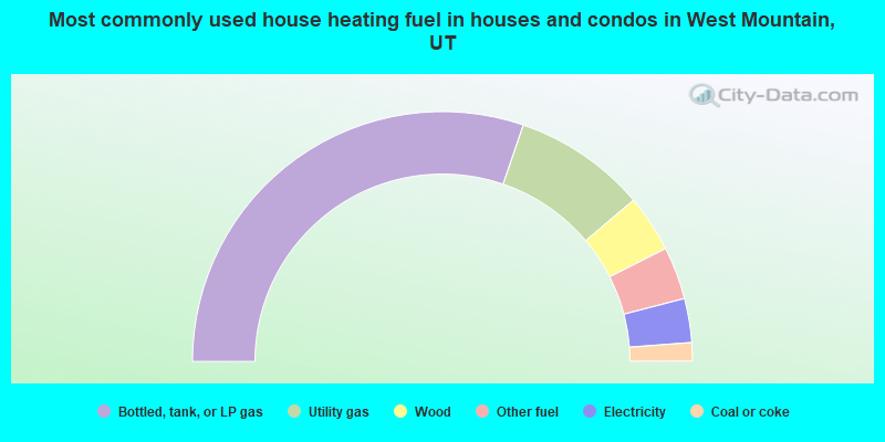 Most commonly used house heating fuel in houses and condos in West Mountain, UT