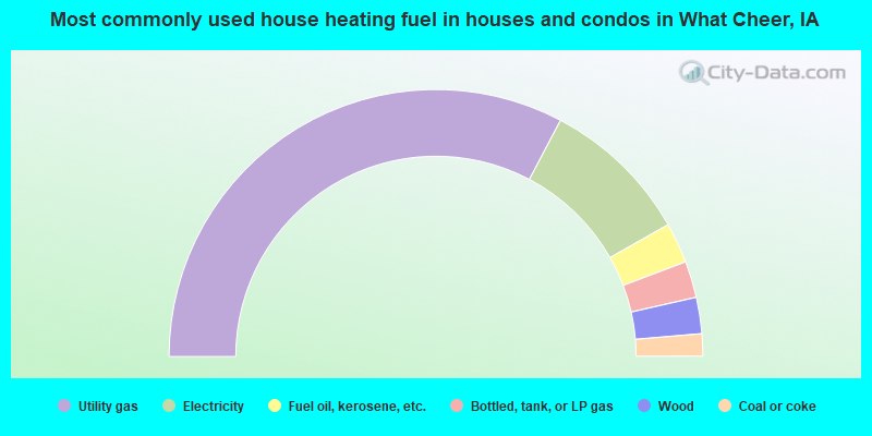 Most commonly used house heating fuel in houses and condos in What Cheer, IA