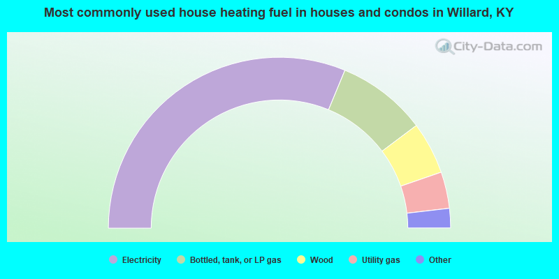 Most commonly used house heating fuel in houses and condos in Willard, KY