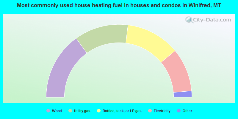 Most commonly used house heating fuel in houses and condos in Winifred, MT
