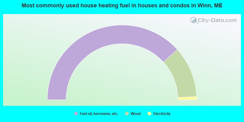 Most commonly used house heating fuel in houses and condos in Winn, ME