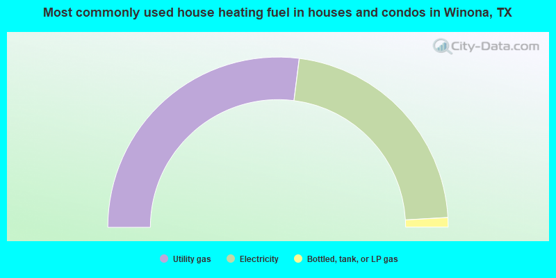 Most commonly used house heating fuel in houses and condos in Winona, TX