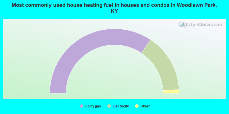 Most commonly used house heating fuel in houses and condos in Woodlawn Park, KY