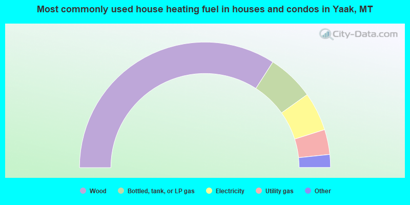 Most commonly used house heating fuel in houses and condos in Yaak, MT