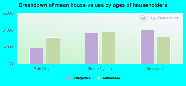 Breakdown of mean house values by ages of householders