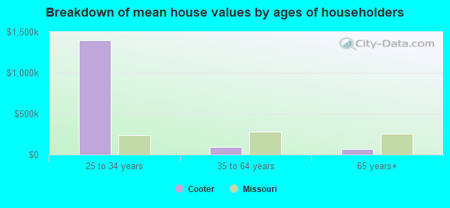 Breakdown of mean house values by ages of householders