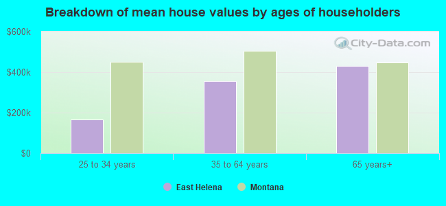 Breakdown of mean house values by ages of householders