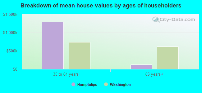 Breakdown of mean house values by ages of householders