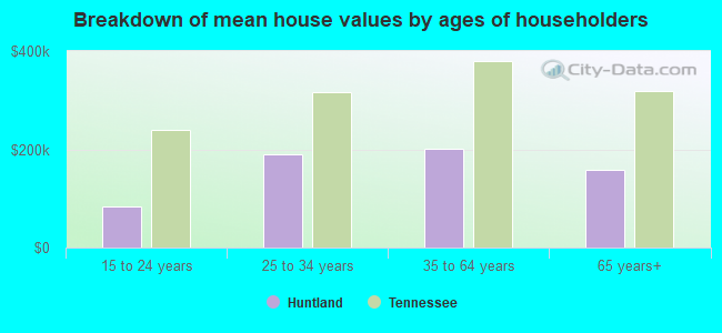 Breakdown of mean house values by ages of householders