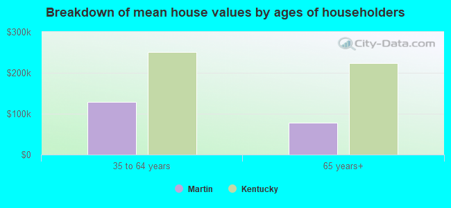 Breakdown of mean house values by ages of householders