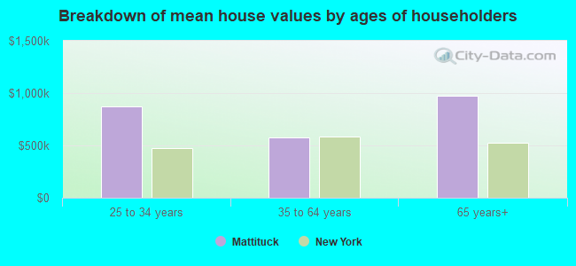 Breakdown of mean house values by ages of householders