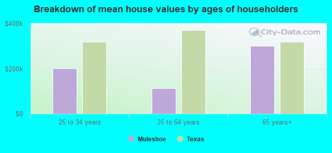 Breakdown of mean house values by ages of householders