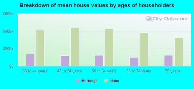 Breakdown of mean house values by ages of householders