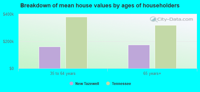 Breakdown of mean house values by ages of householders