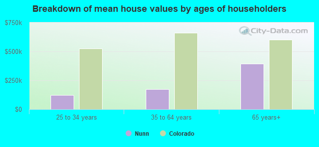 Breakdown of mean house values by ages of householders