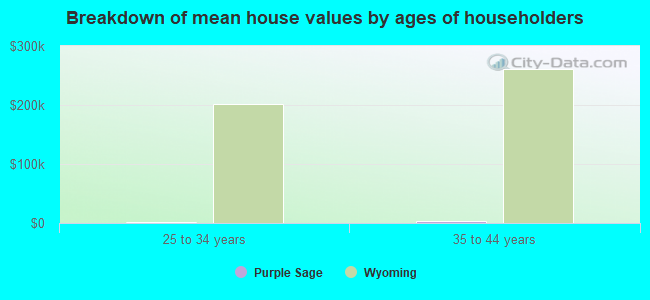 Breakdown of mean house values by ages of householders