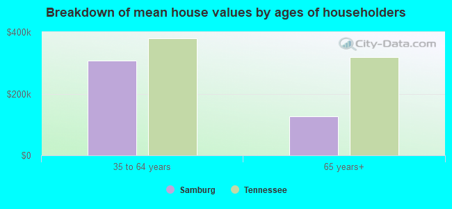 Breakdown of mean house values by ages of householders