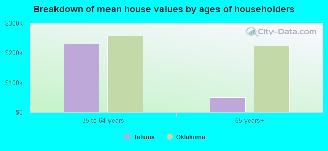 Breakdown of mean house values by ages of householders