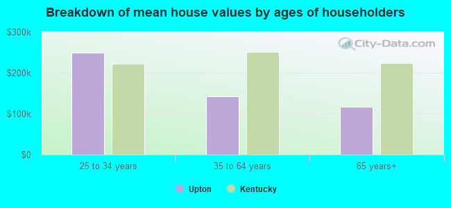 Breakdown of mean house values by ages of householders